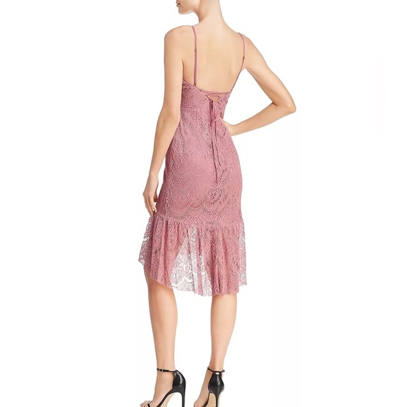 Aqua Women's Pink Lace Sleeveless V-Neck Party Cocktail Midi Dress - Picture 2 of 10